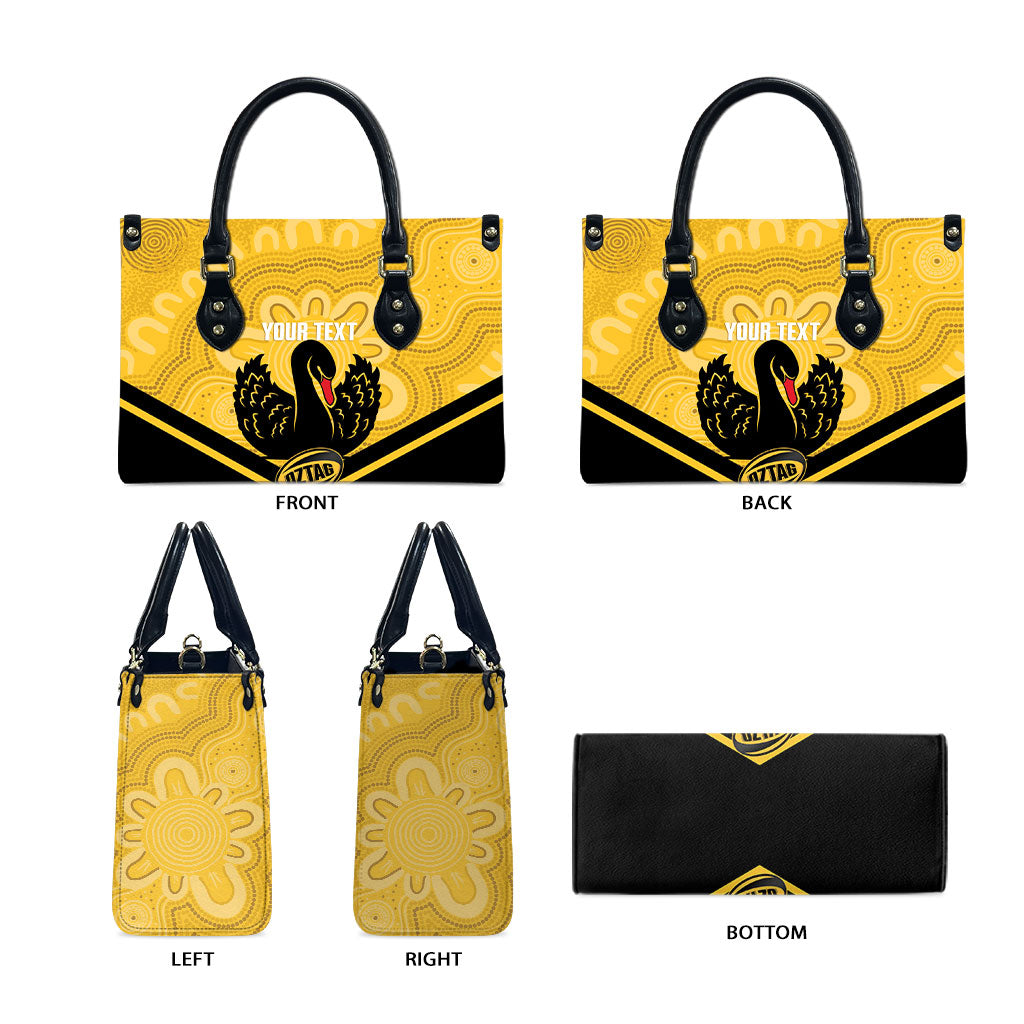 Western Australia Oztag Custom Leather Bag WA Black Swan Indigenous Art