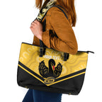 Western Australia Oztag Custom Leather Tote Bag WA Black Swan Indigenous Art