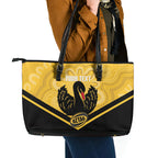 Western Australia Oztag Custom Leather Tote Bag WA Black Swan Indigenous Art