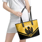 Western Australia Oztag Custom Leather Tote Bag WA Black Swan Indigenous Art