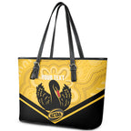 Western Australia Oztag Custom Leather Tote Bag WA Black Swan Indigenous Art