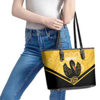 Western Australia Oztag Custom Leather Tote Bag WA Black Swan Indigenous Art