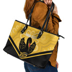 Western Australia Oztag Custom Leather Tote Bag WA Black Swan Indigenous Art