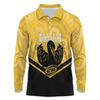 Western Australia Oztag Custom Long Sleeve Polo Shirt WA Black Swan Indigenous Art
