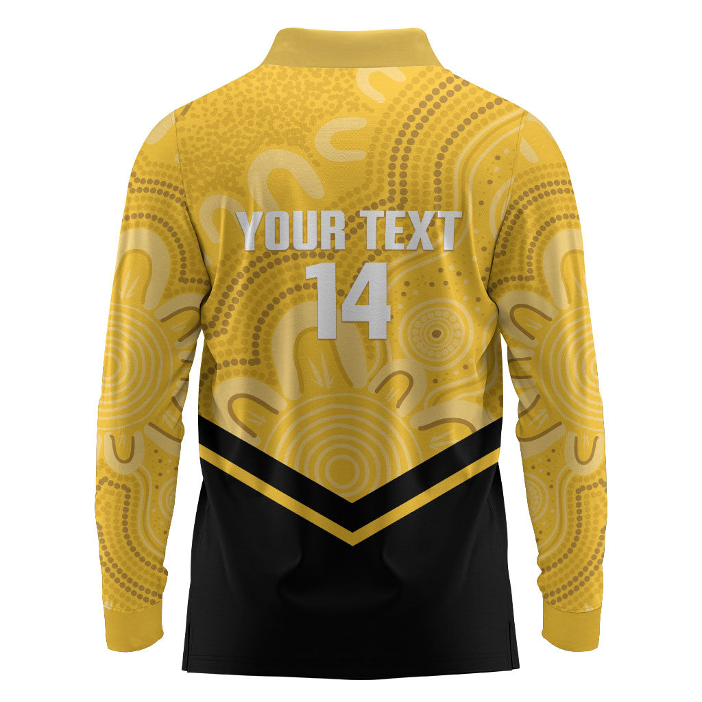Western Australia Oztag Custom Long Sleeve Polo Shirt WA Black Swan Indigenous Art