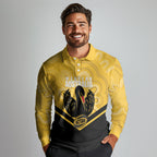 Western Australia Oztag Custom Long Sleeve Polo Shirt WA Black Swan Indigenous Art