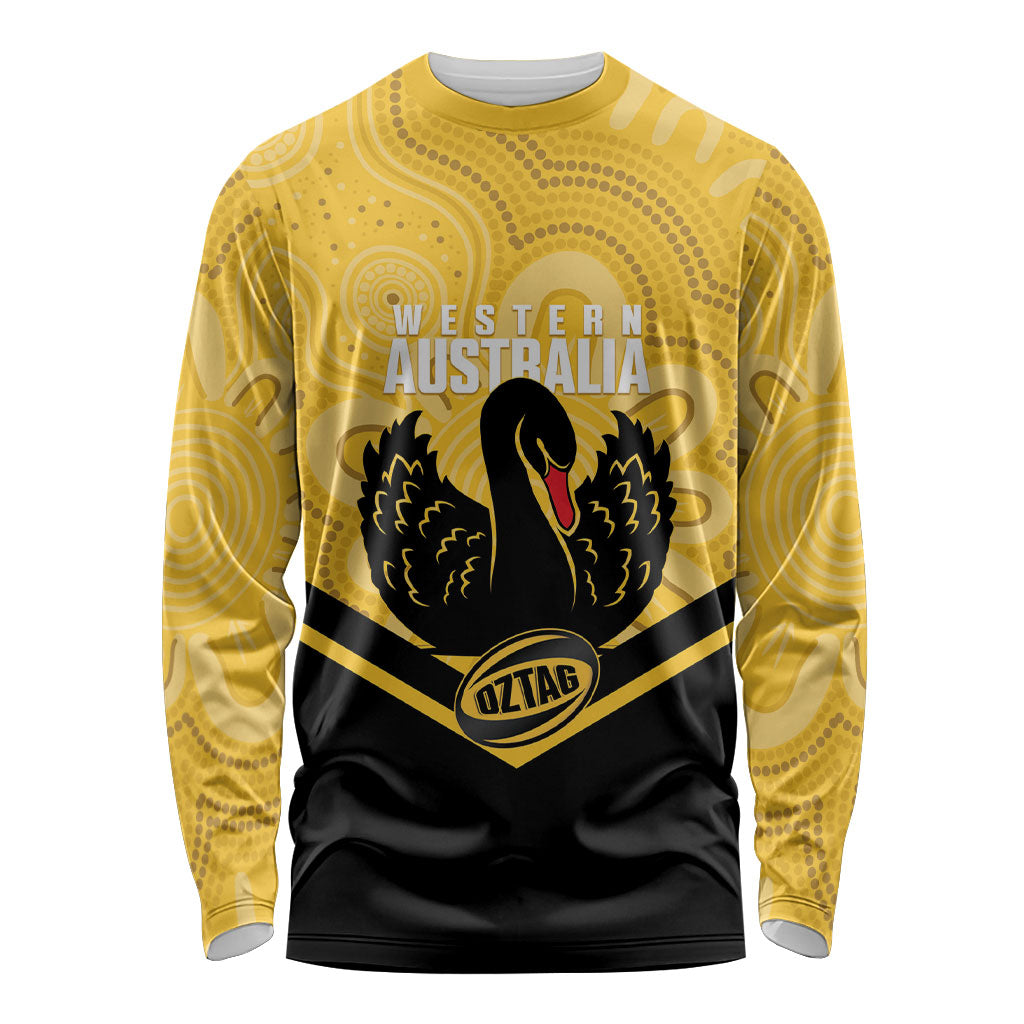 Western Australia Oztag Custom Long Sleeve Shirt WA Black Swan Indigenous Art