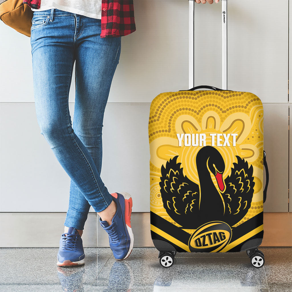 Western Australia Oztag Custom Luggage Cover WA Black Swan Indigenous Art