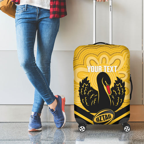 Western Australia Oztag Custom Luggage Cover WA Black Swan Indigenous Art