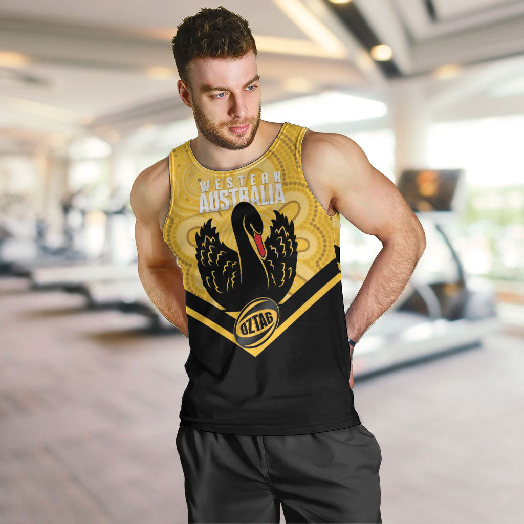 Western Australia Oztag Custom Men Tank Top WA Black Swan Indigenous Art