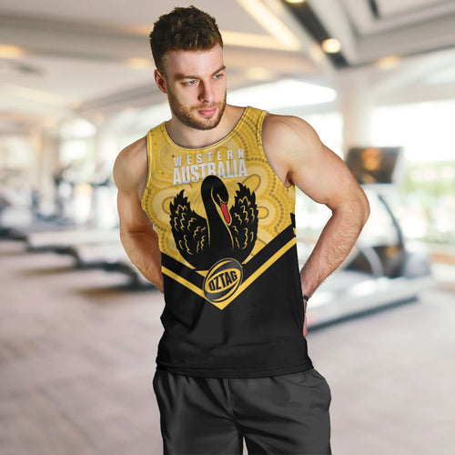 Western Australia Oztag Custom Men Tank Top WA Black Swan Indigenous Art