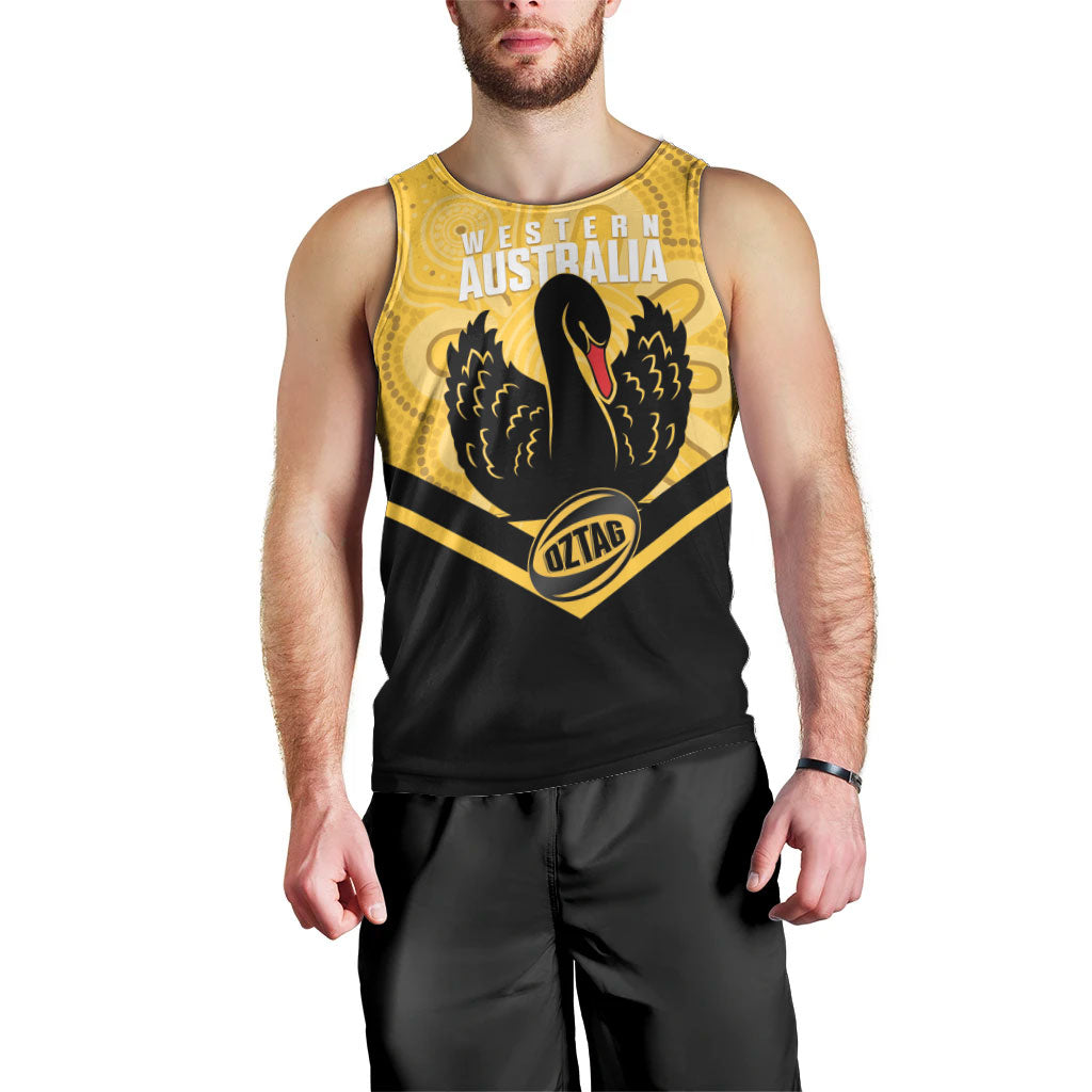 Western Australia Oztag Custom Men Tank Top WA Black Swan Indigenous Art