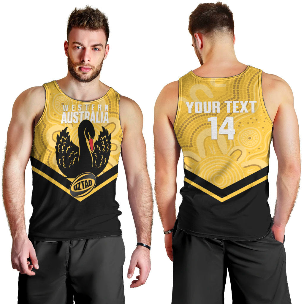 Western Australia Oztag Custom Men Tank Top WA Black Swan Indigenous Art