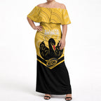 Western Australia Oztag Custom Off Shoulder Maxi Dress WA Black Swan Indigenous Art