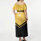 Western Australia Oztag Custom Off Shoulder Maxi Dress WA Black Swan Indigenous Art