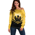 Western Australia Oztag Custom Off Shoulder Sweater WA Black Swan Indigenous Art