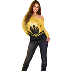 Western Australia Oztag Custom Off Shoulder Sweater WA Black Swan Indigenous Art