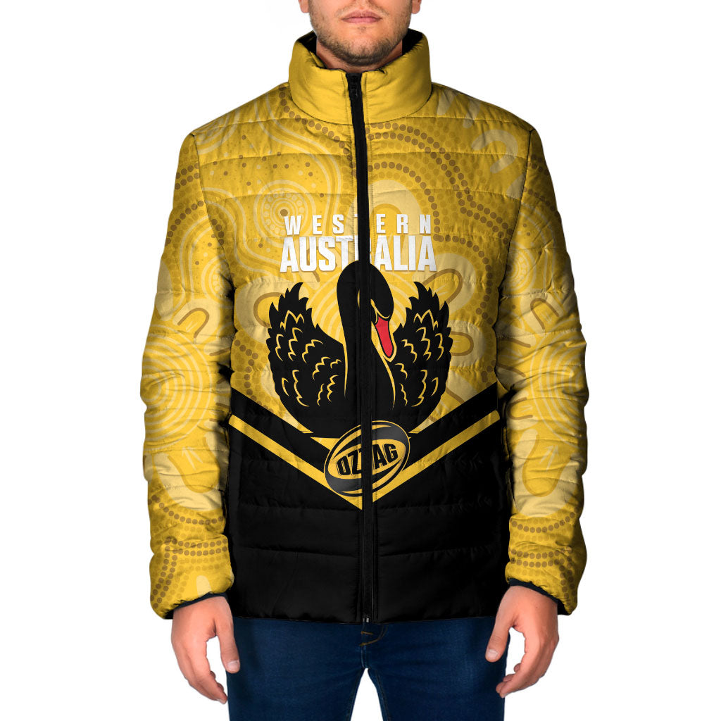 Western Australia Oztag Custom Padded Jacket WA Black Swan Indigenous Art