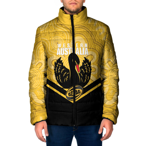 Western Australia Oztag Custom Padded Jacket WA Black Swan Indigenous Art