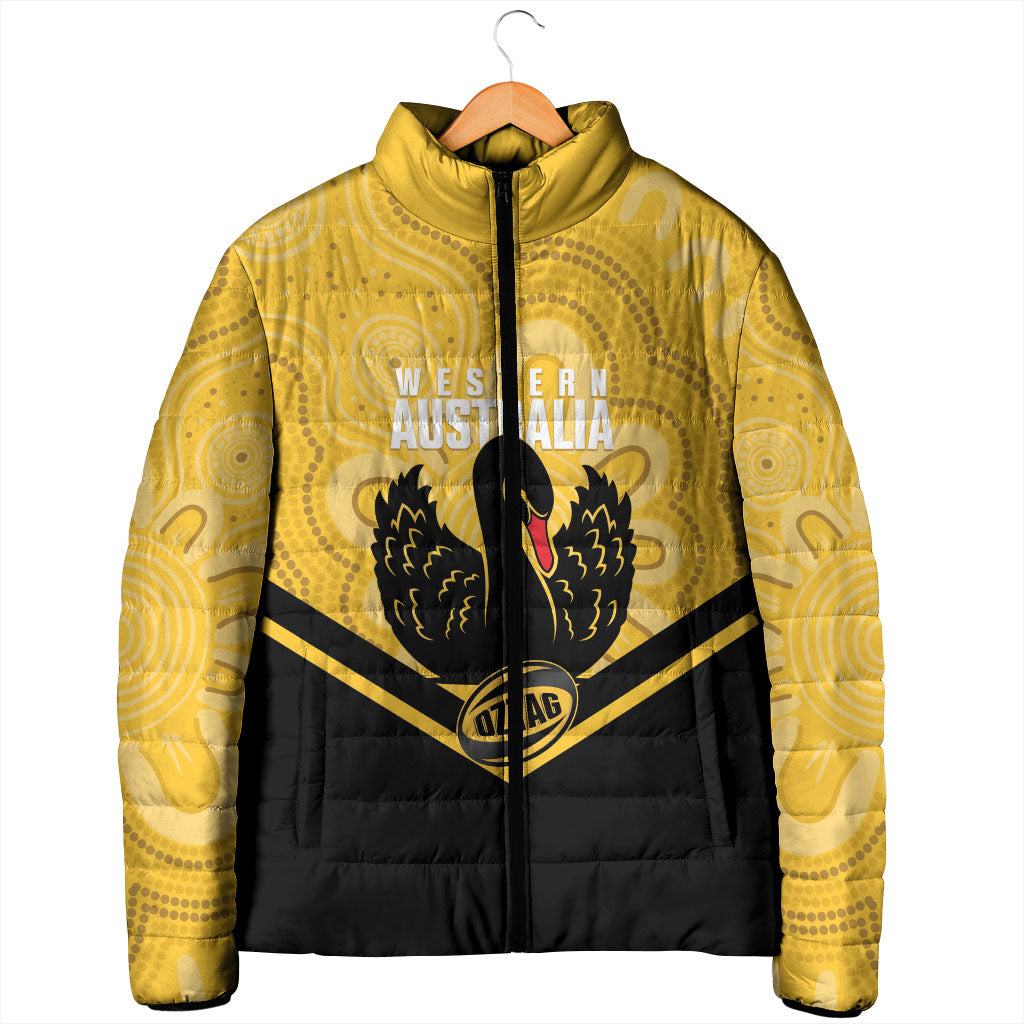 Western Australia Oztag Custom Padded Jacket WA Black Swan Indigenous Art