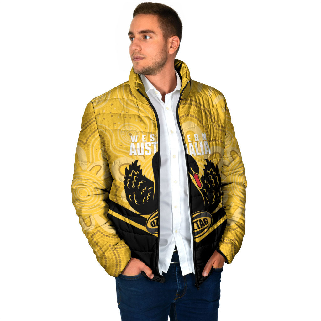 Western Australia Oztag Custom Padded Jacket WA Black Swan Indigenous Art