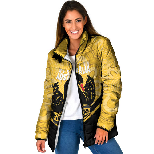 Western Australia Oztag Custom Padded Jacket WA Black Swan Indigenous Art