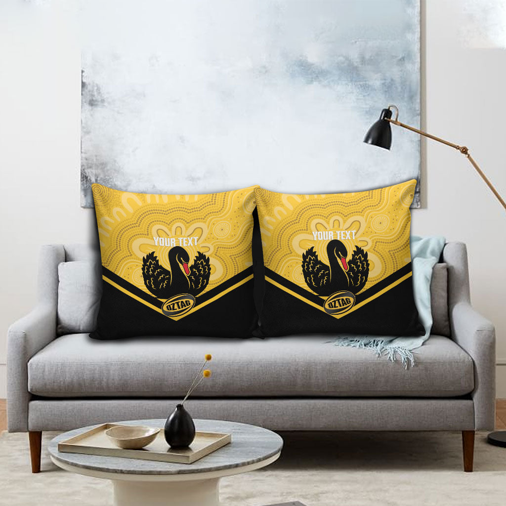 Western Australia Oztag Custom Pillow Cover WA Black Swan Indigenous Art