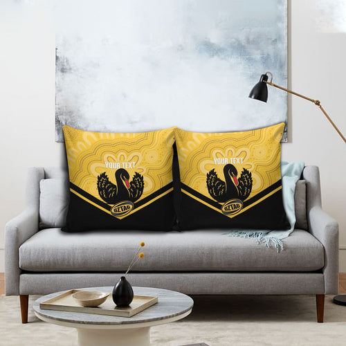 Western Australia Oztag Custom Pillow Cover WA Black Swan Indigenous Art