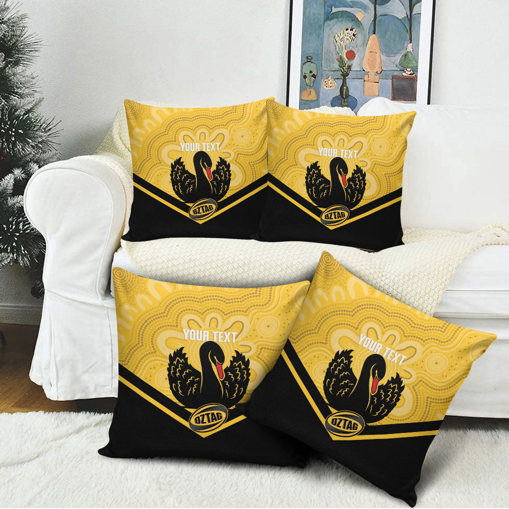 Western Australia Oztag Custom Pillow Cover WA Black Swan Indigenous Art