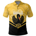 Western Australia Oztag Custom Polo Shirt WA Black Swan Indigenous Art