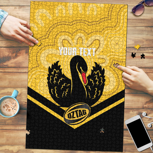 Western Australia Oztag Custom Puzzle WA Black Swan Indigenous Art
