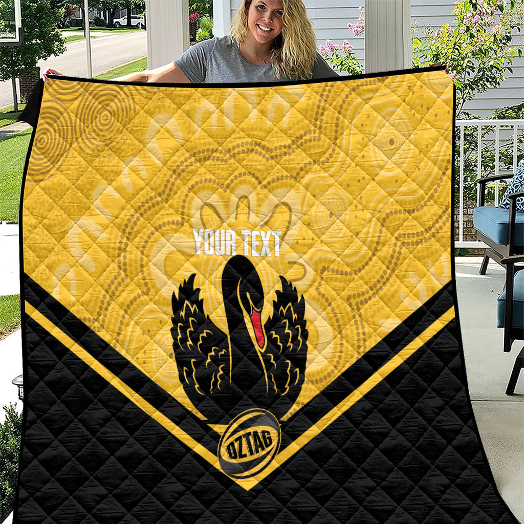 Western Australia Oztag Custom Quilt WA Black Swan Indigenous Art