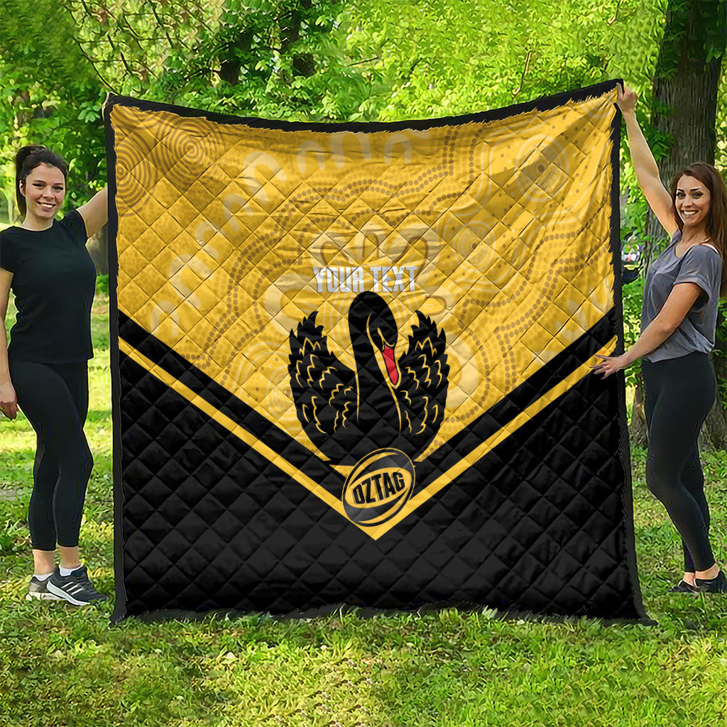 Western Australia Oztag Custom Quilt WA Black Swan Indigenous Art