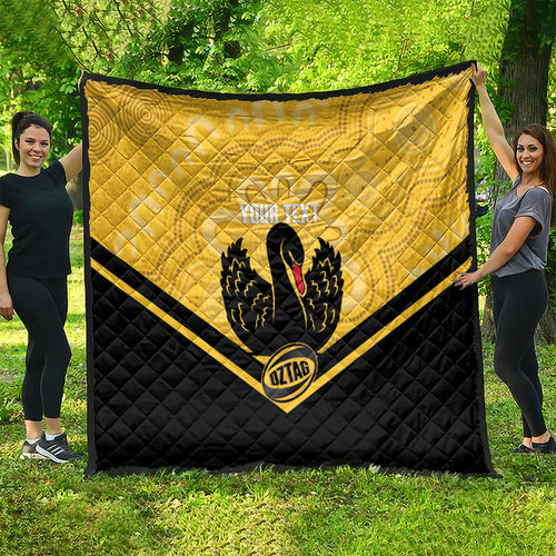 Western Australia Oztag Custom Quilt WA Black Swan Indigenous Art