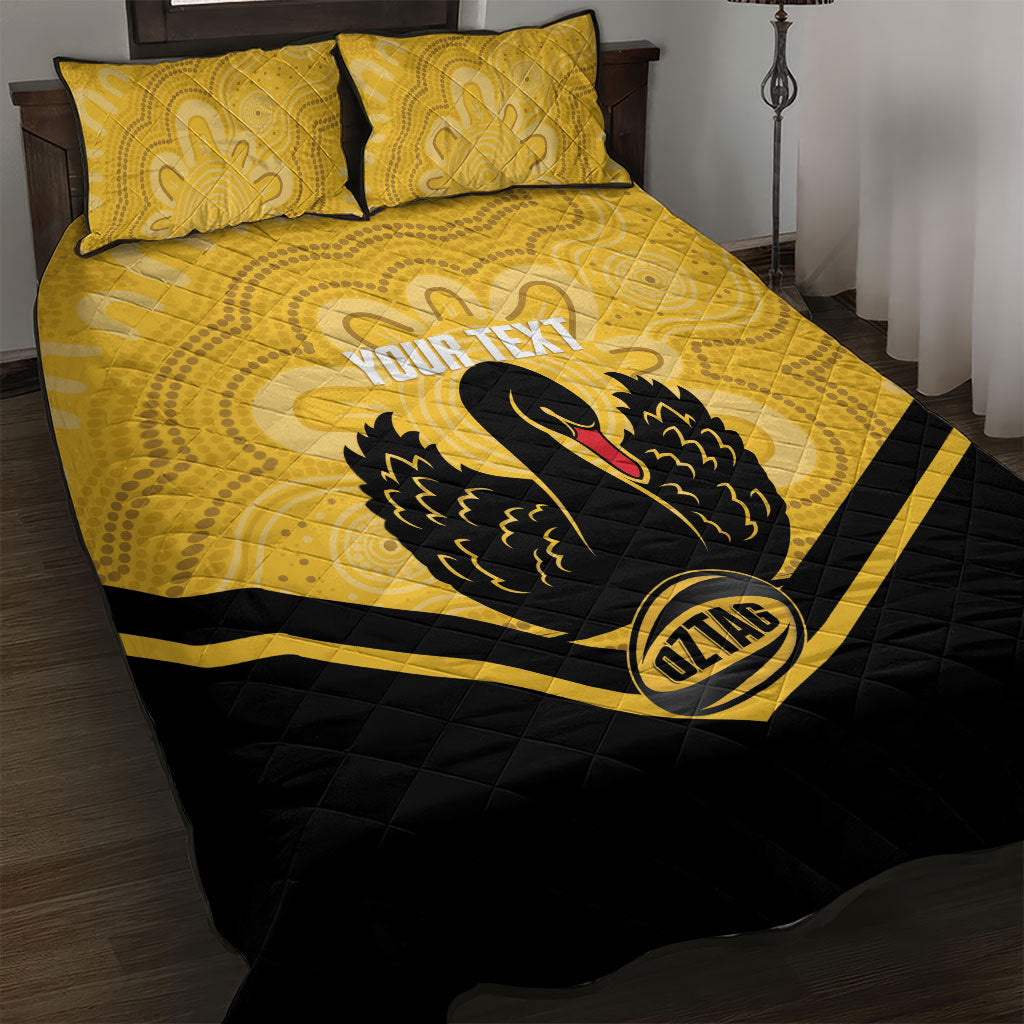 Western Australia Oztag Custom Quilt Bed Set WA Black Swan Indigenous Art