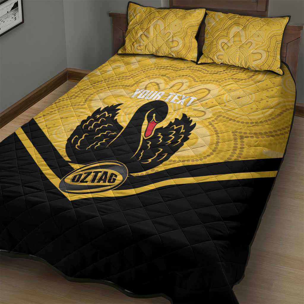 Western Australia Oztag Custom Quilt Bed Set WA Black Swan Indigenous Art