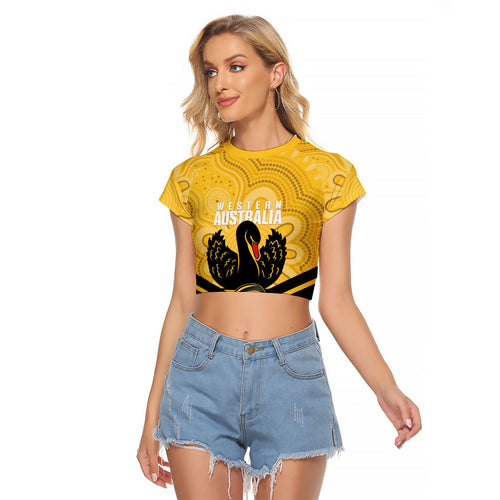 Western Australia Oztag Custom Raglan Cropped T Shirt WA Black Swan Indigenous Art