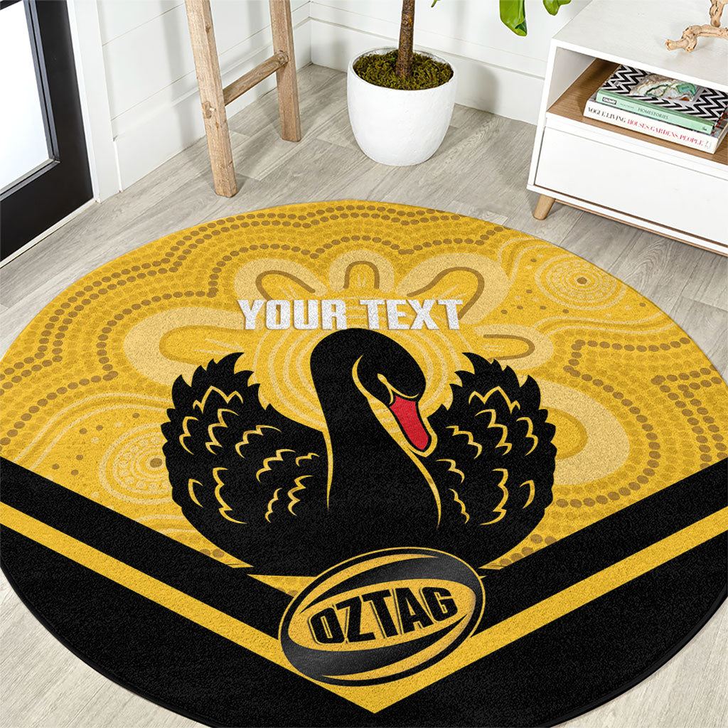 Western Australia Oztag Custom Round Carpet WA Black Swan Indigenous Art