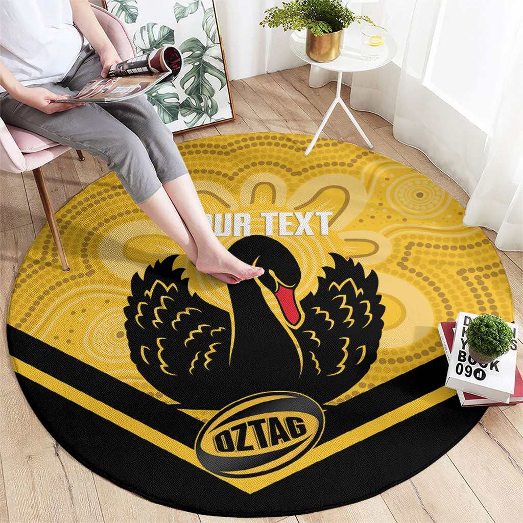 Western Australia Oztag Custom Round Carpet WA Black Swan Indigenous Art