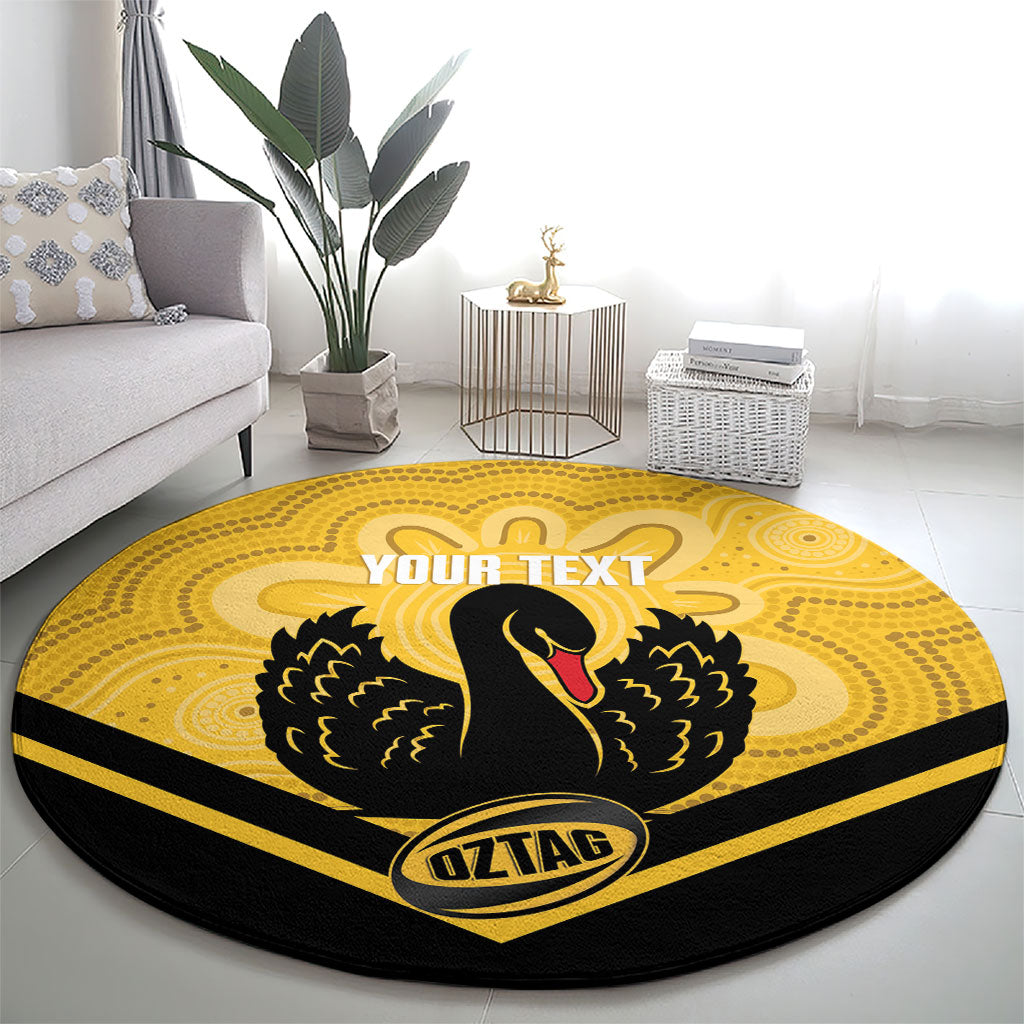 Western Australia Oztag Custom Round Carpet WA Black Swan Indigenous Art
