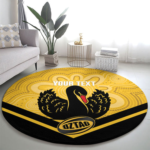 Western Australia Oztag Custom Round Carpet WA Black Swan Indigenous Art