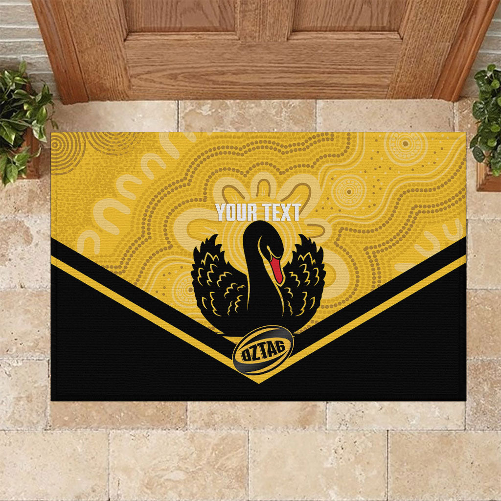 Western Australia Oztag Custom Rubber Doormat WA Black Swan Indigenous Art