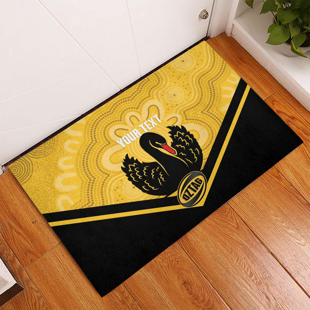 Western Australia Oztag Custom Rubber Doormat WA Black Swan Indigenous Art