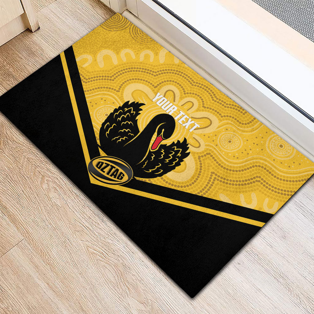 Western Australia Oztag Custom Rubber Doormat WA Black Swan Indigenous Art