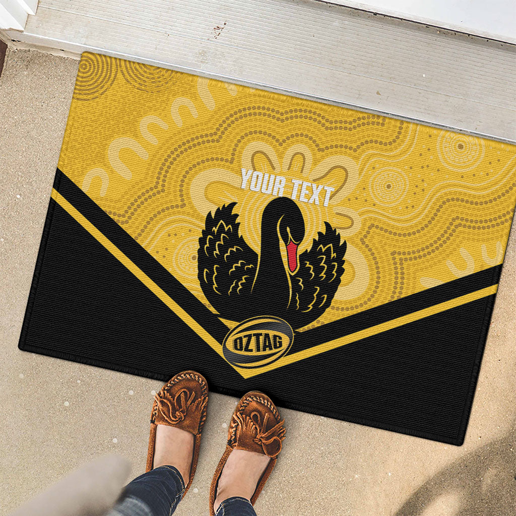Western Australia Oztag Custom Rubber Doormat WA Black Swan Indigenous Art