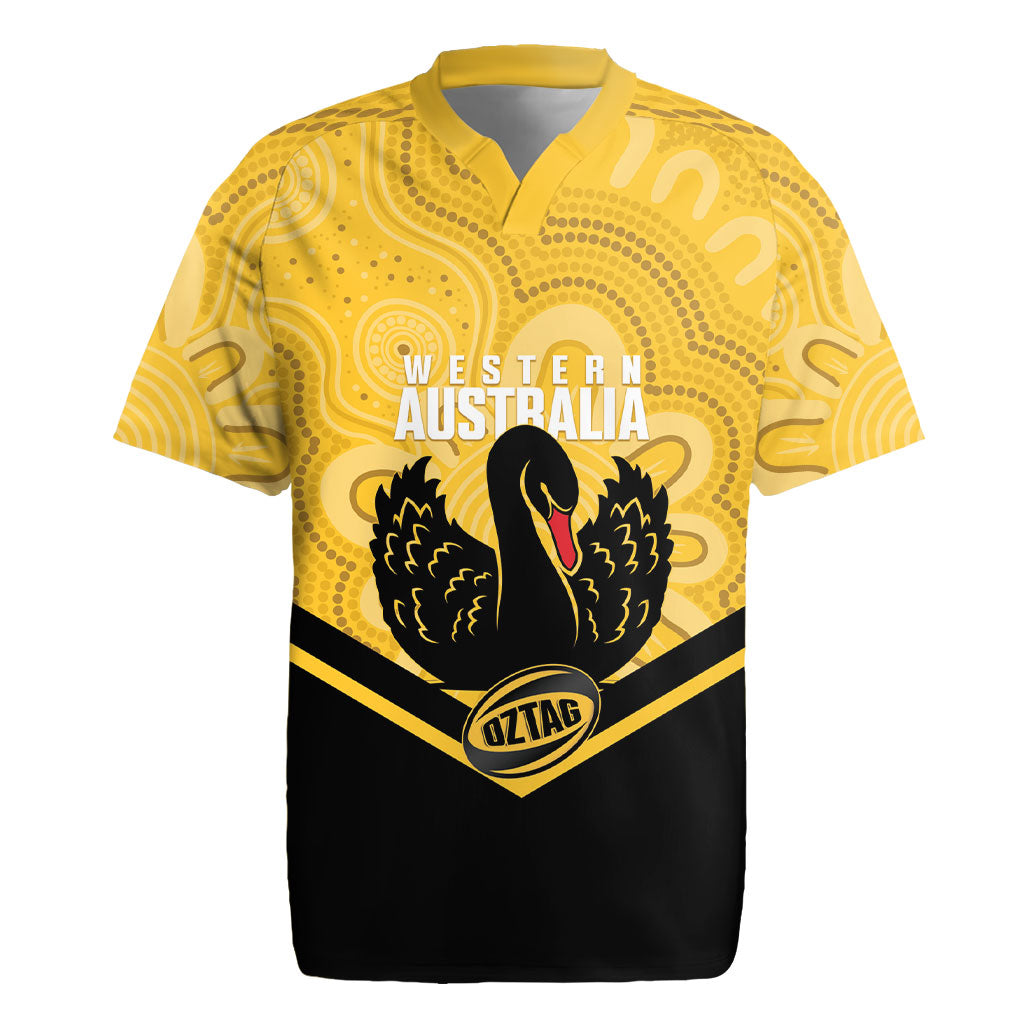 Western Australia Oztag Custom Rugby Jersey WA Black Swan Indigenous Art
