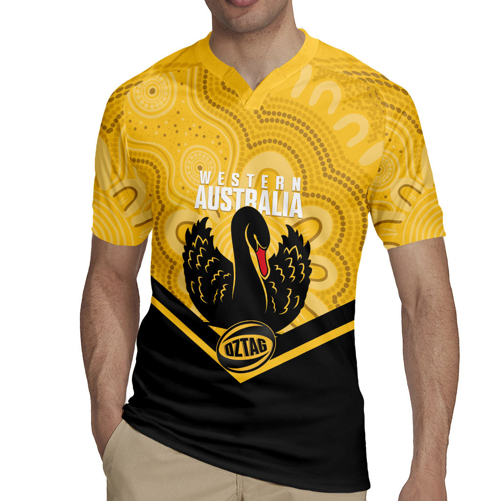 Western Australia Oztag Custom Rugby Jersey WA Black Swan Indigenous Art