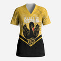 Western Australia Oztag Custom Scrub Top WA Black Swan Indigenous Art