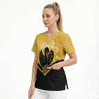 Western Australia Oztag Custom Scrub Top WA Black Swan Indigenous Art