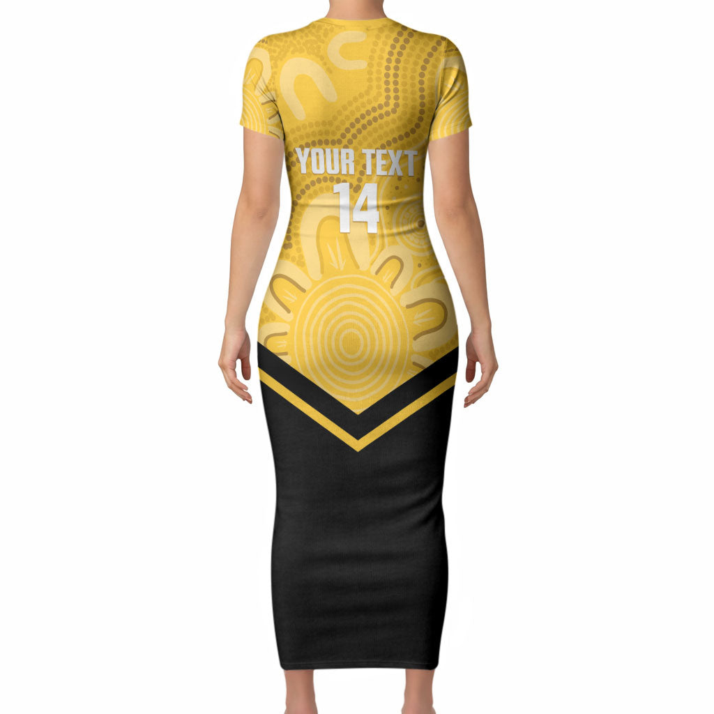 Western Australia Oztag Custom Short Sleeve Bodycon Dress WA Black Swan Indigenous Art